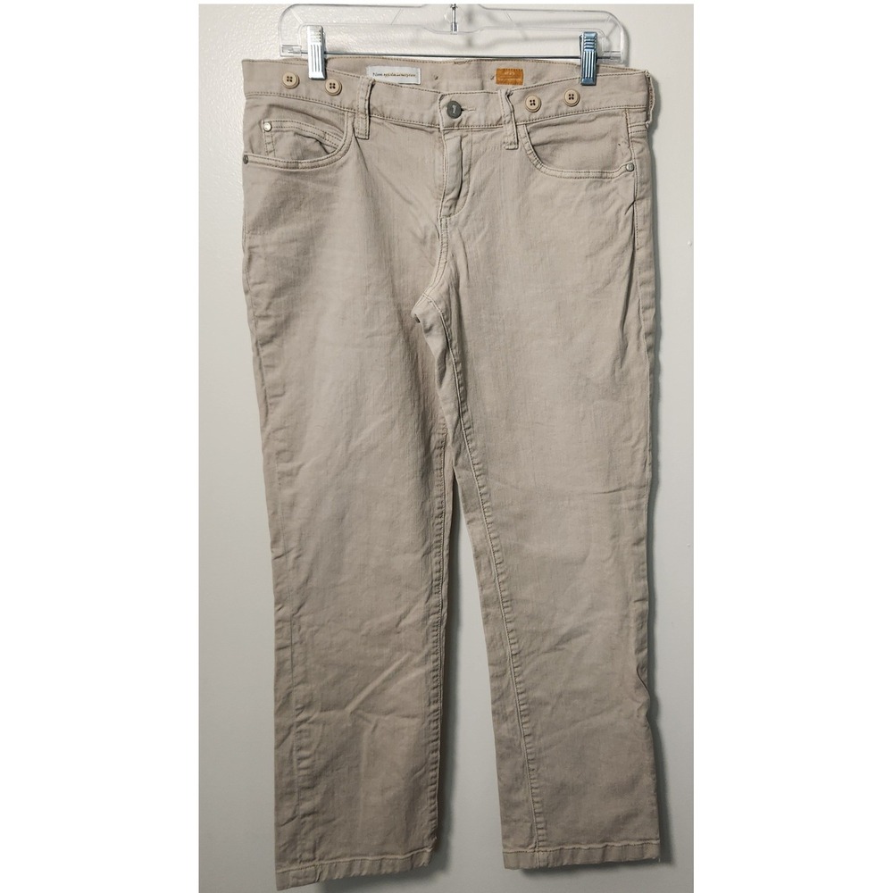 Vtg Anthropologie Pilcro Beige Pants‎ Jeans Suspender Buttons Sz29 Straight LR
